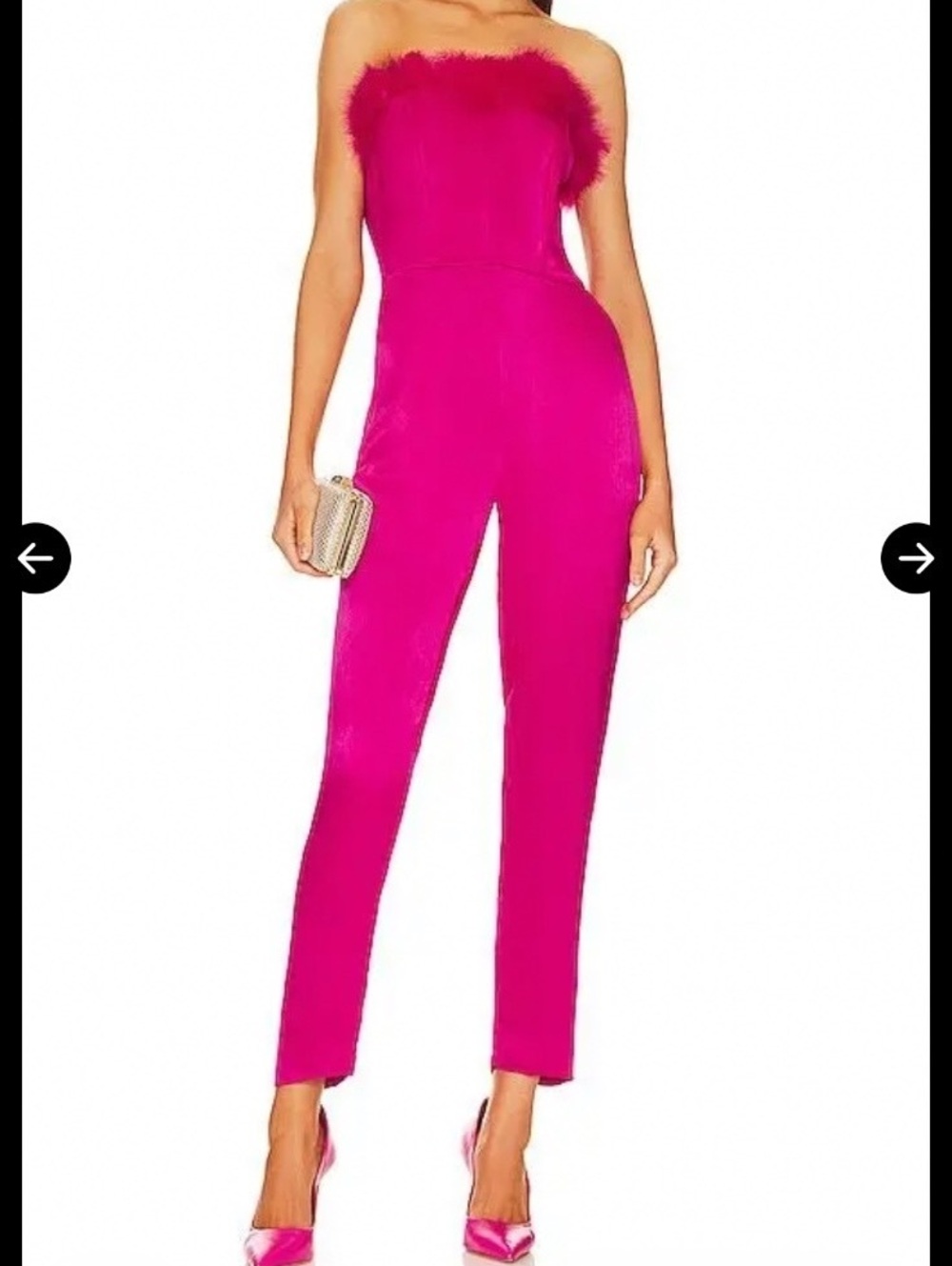 SAYLOR Raya Fuchsia Feather Satin Jumpsuit M NWT